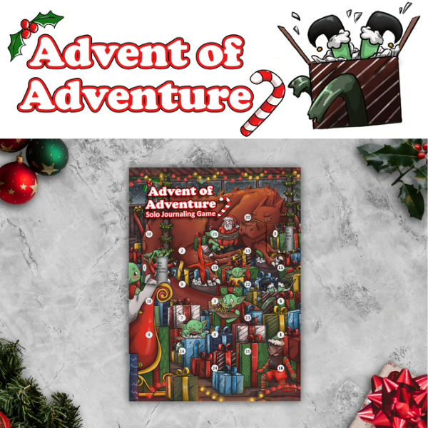 lots of colourful presents and elves, while in the background a dragon has captured Santa!