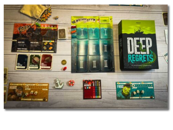 box, playing board, character cards and all the assorted paraphenalia for playing the game laid out neatly