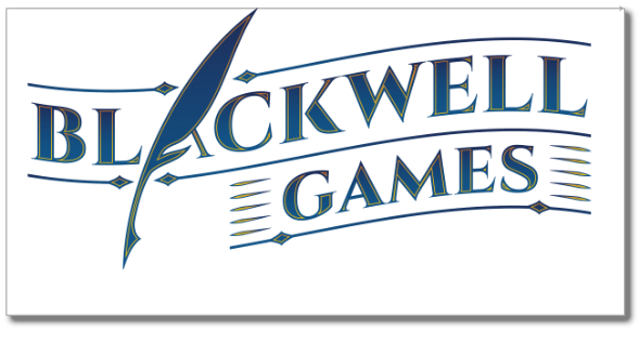 Logo for blackwell games with the A in Blackwell formed by a quill pen