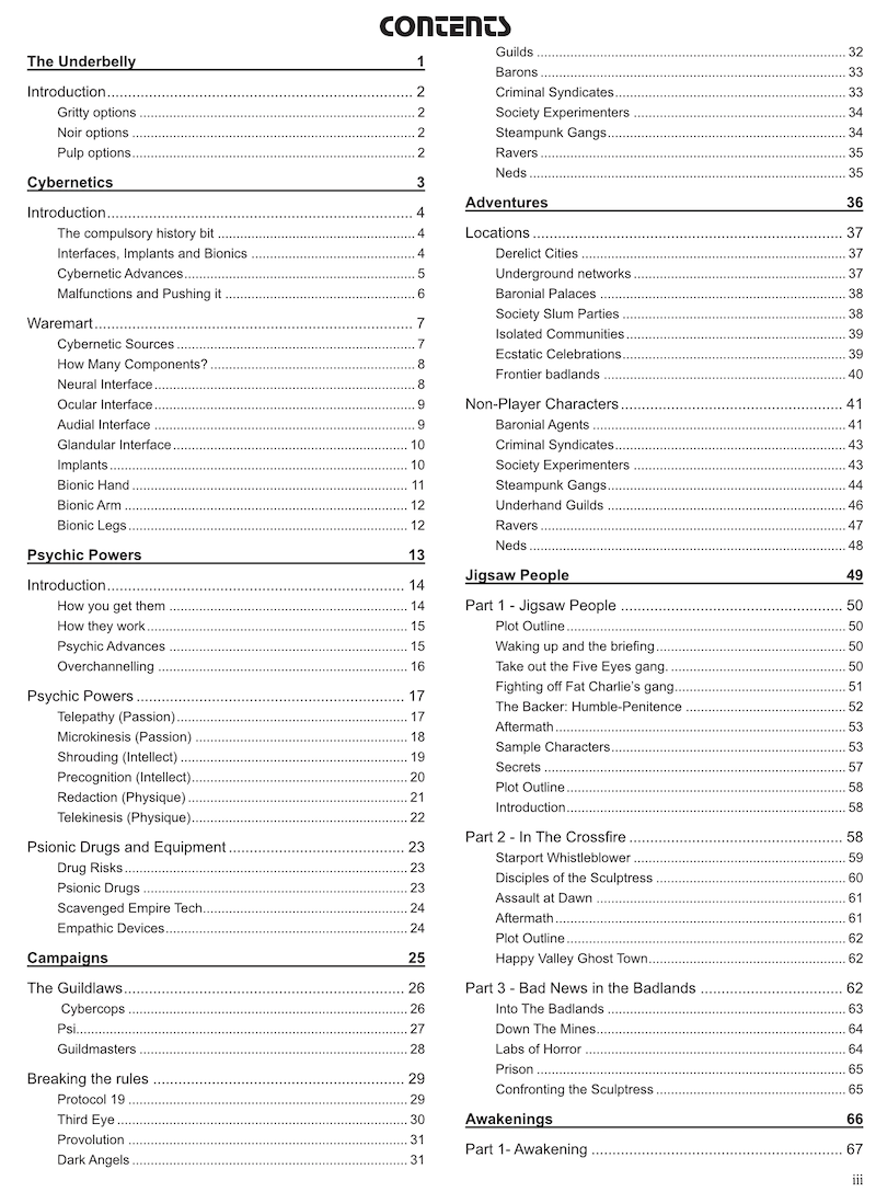 Table of Contents screenshot
