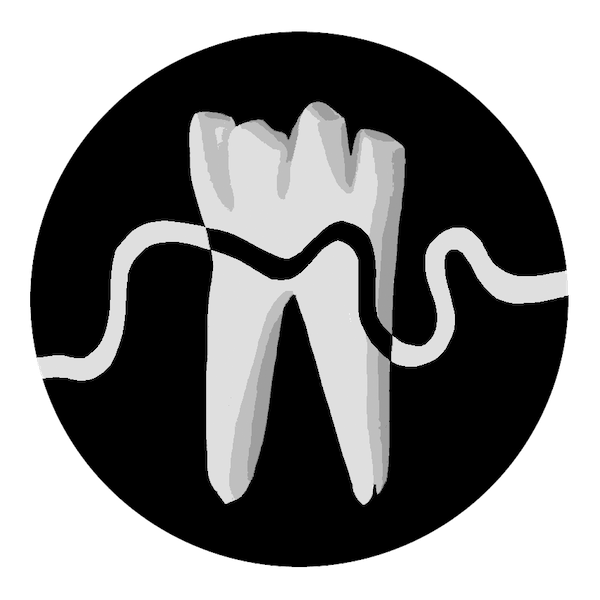 a monochrome image of a tooth overlaid on a map of the river thames
