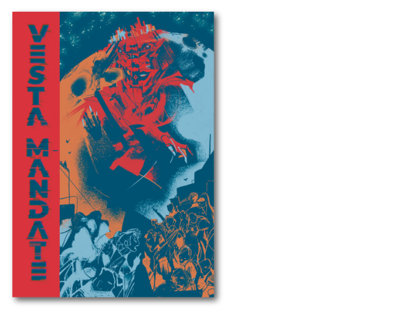 red and blue abstract cover for Vesta Mandate